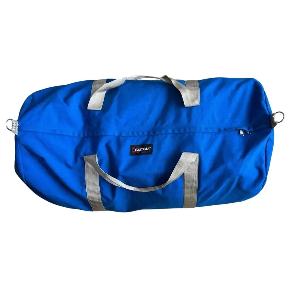Vintage 80s Eastpak Blue Canvas Duffel Bag XXL Carry On Gym Travel Weekender